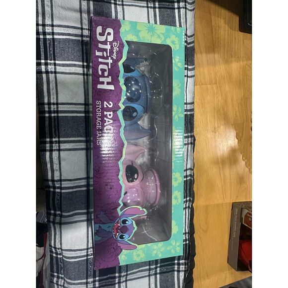 Disney Stitch and Angel 2 pack Storage Jars New Unopened - Picture 1 of 4
